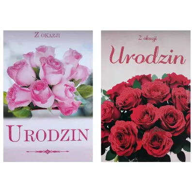 Karnet B6 Urodziny brokat mix