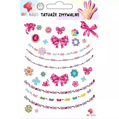 Tatuae zmywalne dla dzieci Biuteria kokardki All4Kids