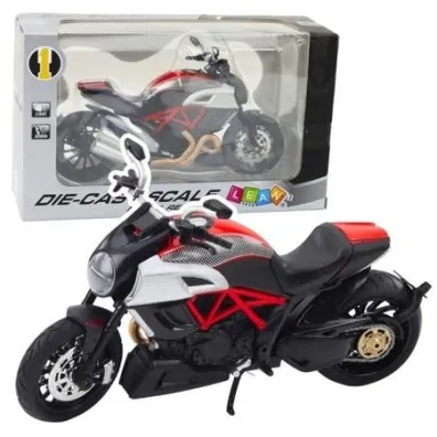 Motocykl metalowy ze wiatem i dwikim 1:12 Leantoys