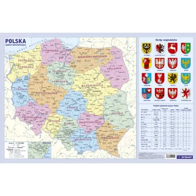 Demart Administracyjna mapa Polski. Podkadka na biurko