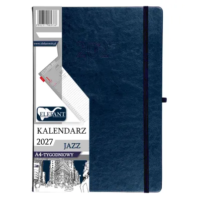 Kalendarz 2027 Jazz A4 tygodniowy granatowy