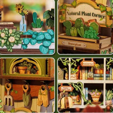 Puzzle Miniaturowy domek mini Book Nook Antykwariat pod zielonym bluszczem Habarri
