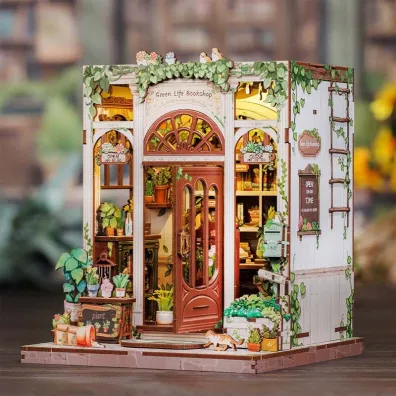 Puzzle Miniaturowy domek mini Book Nook Antykwariat pod zielonym bluszczem Habarri