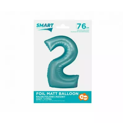 Godan Balon foliowy Smart cyfra 2 niebieski matowy 76cm