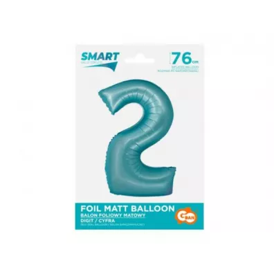 Godan Balon foliowy Smart cyfra 2 niebieski matowy 76cm