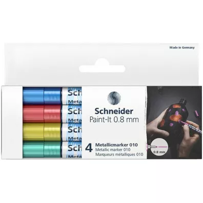 Schneider Marker akrylowy Paint-It Metallic (niebieski, czerowny, ��ty, zielony) 0.8 mm