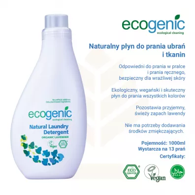 Ecogenic Pyn do prania ubra i tkanin, Lawenda 1 l