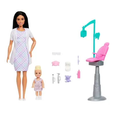 Barbie Dentystka Zestaw 2 (Lalka brunetka) Mattel