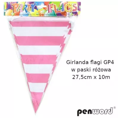 Penword Girlanda flagi w paski r�owa 27.5cmx10m