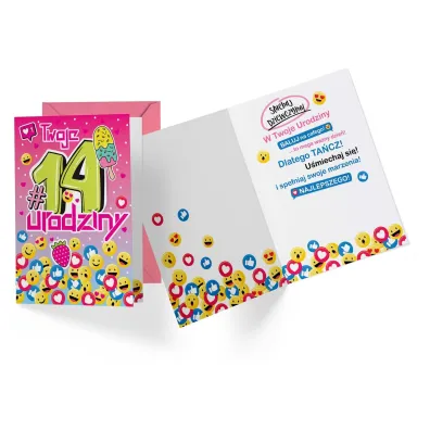 Kukartka Karnet PR-337 Urodziny 14 dziewczynka