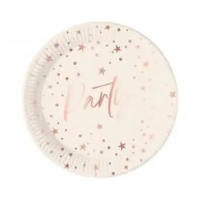 Godan Talerzyki papierowe Rose Gold Party 23cm 8 szt.