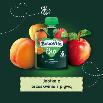 BoboVita Mus Jabko z brzoskwini i pigw po 6. miesicu 80 g Bio