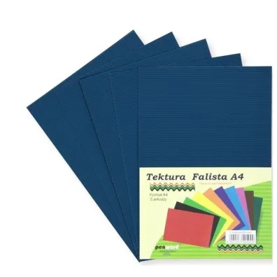 Penword Tektura A4 falista ciemnoniebieska 5 szt.