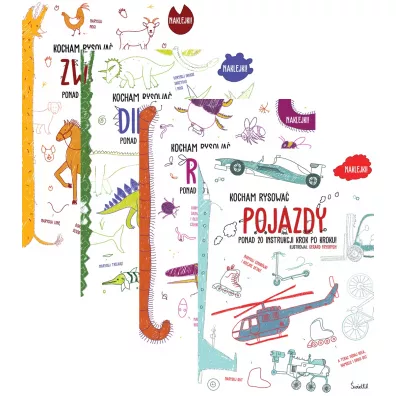 Pakiet Dinozaury. Kocham rysowa�, Zwierz�ta. Kocham rysowa�, Pojazdy. Kocham rysowa�, Robaki. Kocham rysowa�