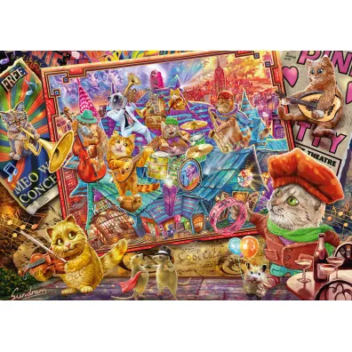 Puzzle 1000 el. Premium Quality. Stave Sundram, Muzykalne koty Schmidt