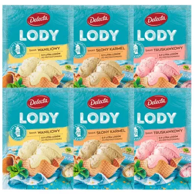Delecta Zestaw lod�w w proszku - mix smak�w 6 x 57 g