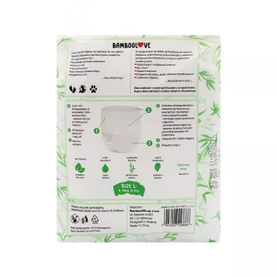 Bamboolove Pieluchomajtki z wknem bambusowym L Lovely Pants (9-14 kg) 17 szt.