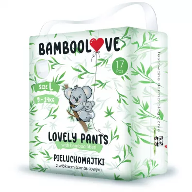 Bamboolove Pieluchomajtki z wknem bambusowym L Lovely Pants (9-14 kg) 17 szt.