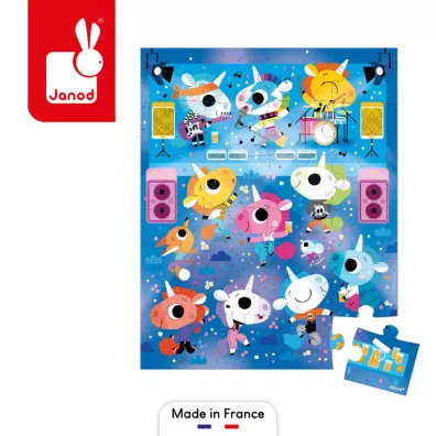 Puzzle 24 el. Jednoro�ce na koncercie rockowym w walizce Janod