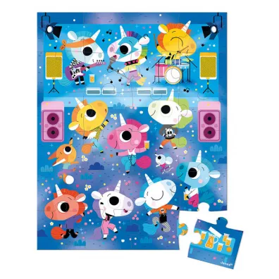 Puzzle 24 el. Jednoro�ce na koncercie rockowym w walizce Janod