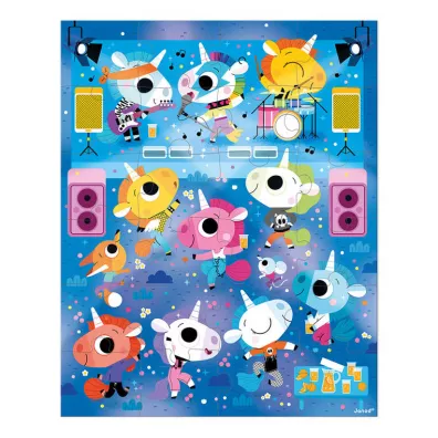 Puzzle 24 el. Jednoro�ce na koncercie rockowym w walizce Janod