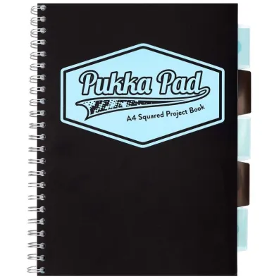 Pukka Pad Project Book A4 Black & Blue Sky kratka, 80g 100 kartek