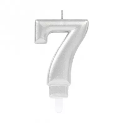 Amscan �wieczka cyferka 7 Sparkling Celebrations srebrna