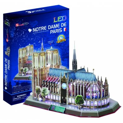 Puzzle 3D 149 el. Katedra Notre Dame LED Cubic Fun