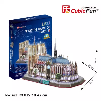 Puzzle 3D 149 el. Katedra Notre Dame LED Cubic Fun