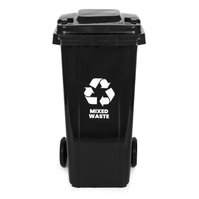 Multistore Kosz na �mieci pojemnik kube� �mietnik czarny odpady zmieszane gumowe ko�a 120 l
