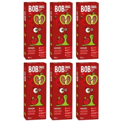 Bob Snail Przek�ska jab�kowo-wi�niowa bez dodatku cukru Zestaw 6 x 30 g