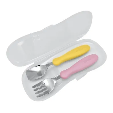 edisonMAMA Sztu�ce z etui mango/peach 2 el.