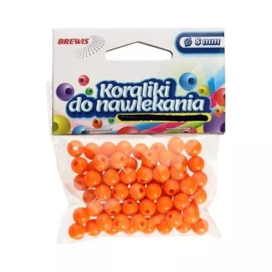 Brewis Koraliki do nawlekania + sznurek pomara�czowe 8mm, 16g