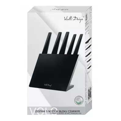 Vialli Design Zestaw 5 no�y w bloku Volo z pow�ok� nieprzywieraj�c�