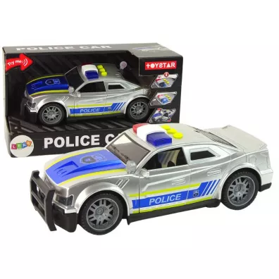 Auto Policja 1:14 �wiat�o i d�wi�k srebrne LeanToys