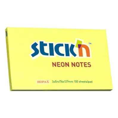Stickn Notes samoprzylepny neon ��ty 12.7 x 7.6 cm