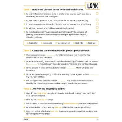 J�zyk angielski Phrasal Verbs w obrazkach �wiczenia dla uczni�w szk� �rednich