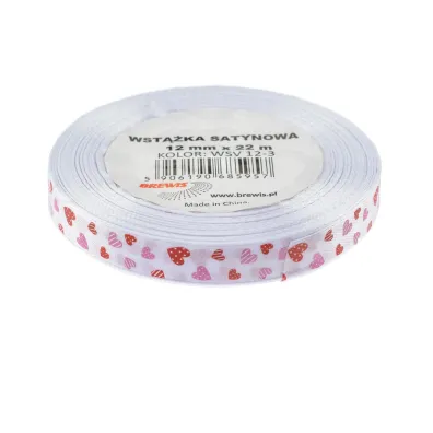 Brewis Wst��ka satynowa serca bia�a 12mm x 22m