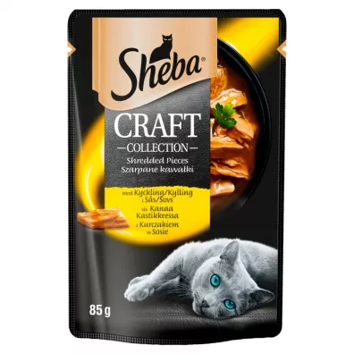 Sheba Craft Collection Szarpane kawa�ki z kurczakiem w sosie. Karma dla doros�ych kot�w 85 g
