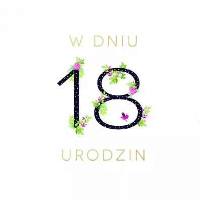 Clear Creations Karnet Swarovski kwadrat Urodziny 18 CL1818_PO