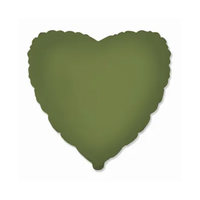 Godan Balon foliowy Serce matowe Olive Green 46cm