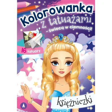 Malowanka A5 Kolorowanka z tatua�ami   �wiec� w ciemno�ci  Ksi�niczki SKRZAT 076080 SK