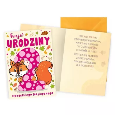 Kukartka Karnet Urodziny 2 Wiewi�rka
