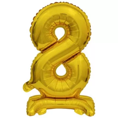 Amscan Balon foliowy mini cyfra 8 ze stopk� z�ota 22x40cm
