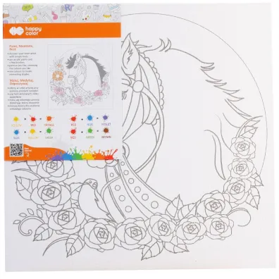 Podobrazie bawe�niane 25x25, tablica malarska MDF z nadrukiem, Ko�, Happy Color