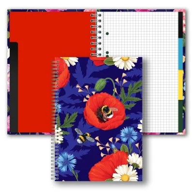 Penmate Brulion b5 160k.kratka z przek�adkami t0126 kwiaty polskie maki w fiolecie folia mat nierysuj�ca