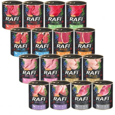 Rafi Karma mokra dla psw - mix smakw z borwk i urawin Zestaw 16 x 800 g