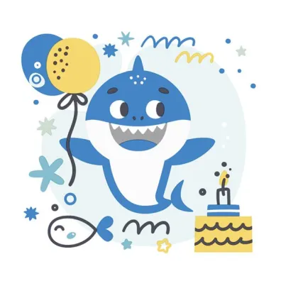 Serwetki Lunch Daisy - Blue Birthday Shark SDOG045001