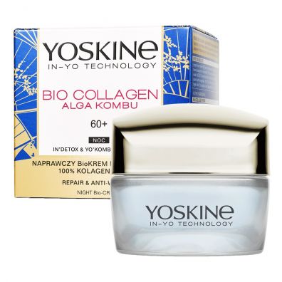 Yoskine Bio Collagen Alga Kombu 60+ naprawczy bio-krem na zmarszczki na noc 50 ml