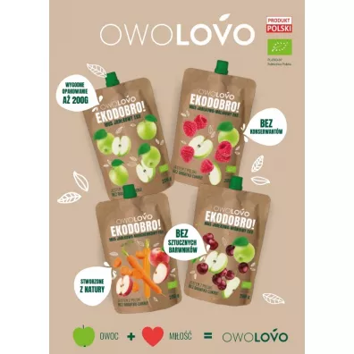 Owolovo Mus jabkowo-malinowy Ekodobro 200 g Bio